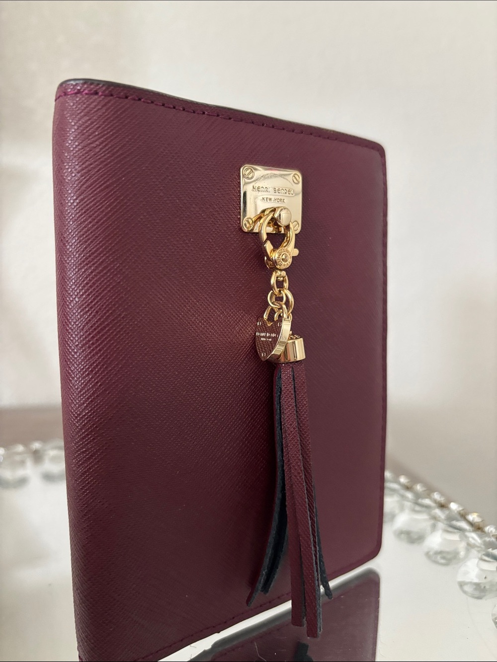 Henri Bendel Burgundy Tassel Leather Passport Wallet - Picture 6 of 8